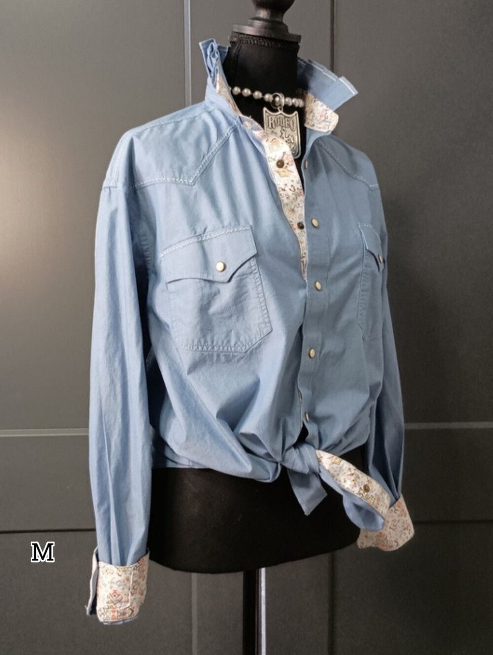 Upcycled Women's Western Ruffle Collar Shirt #R5